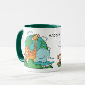 名前をカスタムすると文字地球と動物 マグカップ (正面左)