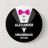 名前をカスタムすると日付のGroomsmaid結婚ギフト 缶バッジ (正面)