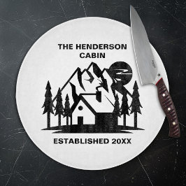 名前をカスタムすると日付キャビンと山 カッティングボード