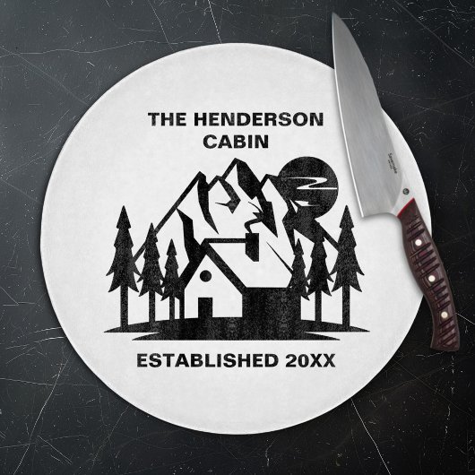 名前をカスタムすると日付キャビンと山 カッティングボード