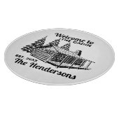 名前をカスタムすると日付ログキャビンと木 カッティングボード (角)