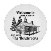 名前をカスタムすると日付ログキャビンと木 カッティングボード (正面)