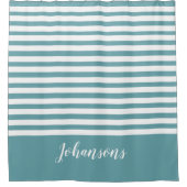 名前をカスタムすると白い色ストライプ シャワーカーテン (正面)