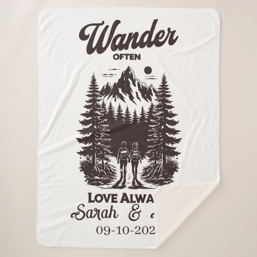 名前をカスタムすると結婚日付の贈り物パーソナライズされた, シェルパブランケット (正面)