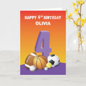 名前をカスタムすると関係ガール4thバースデースポーツ カード (黄色い花)