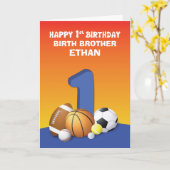 名前をカスタムすると関係ボーイ1歳バースデースポーツ カード (黄色い花)