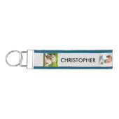 名前をカスタムすると6枚の写真 |グレー リストバンドキーホルダー (鍵左)