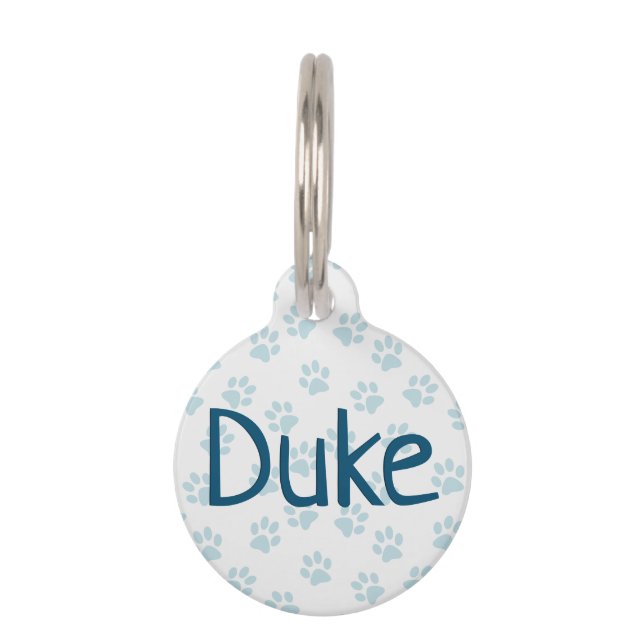 名前をカスタムするとID番号ペットタグブルーポープリント ペット　ネームタグ (正面)