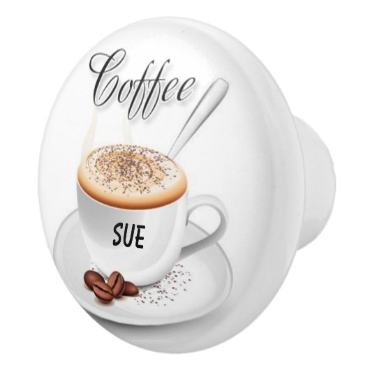 名前をカスタムするによってコーヒーインスパイア陶磁器のノブ セラミックノブ (右)