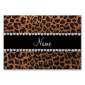 名前をカスタムするによって燃やされる金ゴールドのグリッターのヒョウのプリント テーブルナンバー (正面)