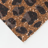 名前をカスタムするによって燃やされる金ゴールドのグリッターのヒョウのプリント フリースブランケット (角)