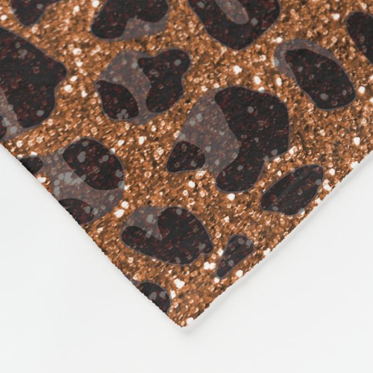 名前をカスタムするによって燃やされる金ゴールドのグリッターのヒョウのプリント フリースブランケット (角)