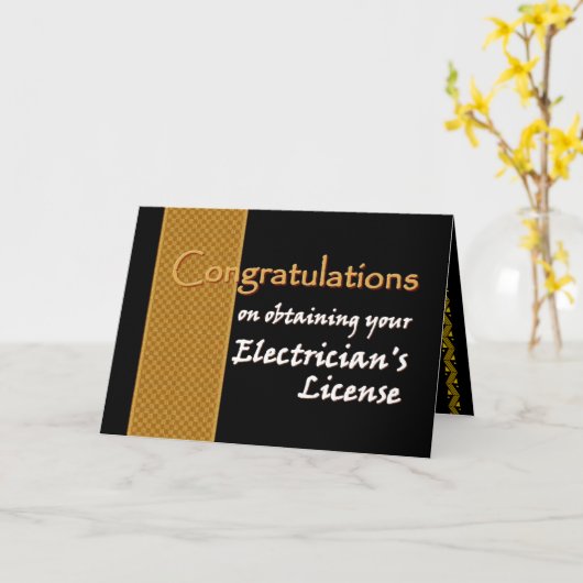 名前をカスタムするのお祝いの電気技師の免許証 カード (黄色い花)