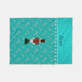 名前をカスタムするのくるみ割りのターコイズのキャンディ・ケーン フリースブランケット (正面(横))