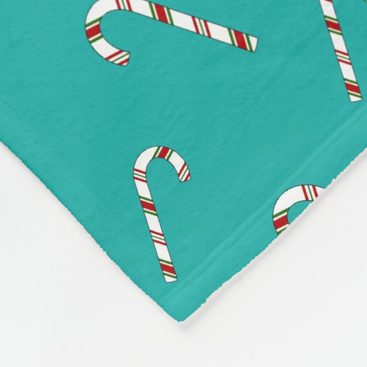名前をカスタムするのくるみ割りのターコイズのキャンディ・ケーン フリースブランケット (角)