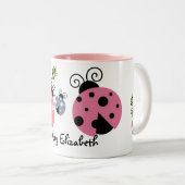 名前をカスタムするのてんとう虫のコーヒー・マグ ツートーンマグカップ (正面右)