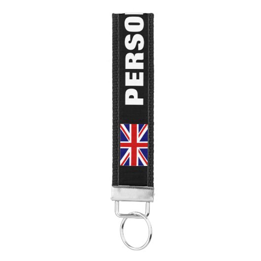 名前をカスタムするのイギリスの英国国旗の旗の手首のkeychain リストバンドキーホルダー (鍵ボトム)