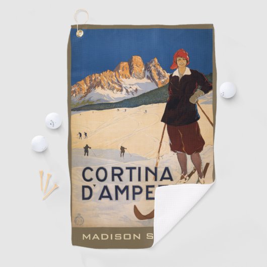 名前をカスタムするのイタリアンなアルプスのヴィンテージ旅行 ゴルフタオル (インサイチュ)