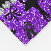 名前をカスタムするのインディゴの紫色のグリッターのバレリーナ フリースブランケット (角)