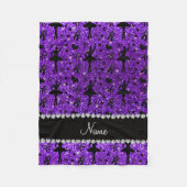 名前をカスタムするのインディゴの紫色のグリッターのバレリーナ フリースブランケット (正面)