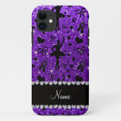 名前をカスタムするのインディゴの紫色のグリッターのバレリーナ Case-Mate iPhoneケース (裏面)