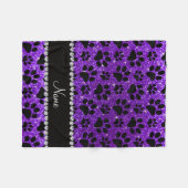 名前をカスタムするのインディゴの紫色のグリッターの憂うつの足 フリースブランケット (正面(横))