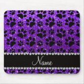 名前をカスタムするのインディゴの紫色のグリッターの憂うつの足 マウスパッド (正面)