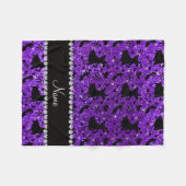 名前をカスタムするのインディゴの紫色のグリッターの社交ダンス フリースブランケット (正面(横))