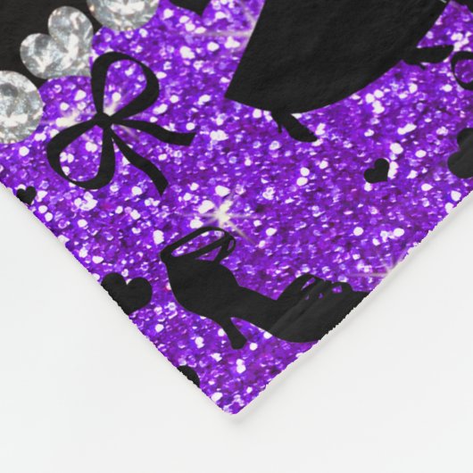 名前をカスタムするのインディゴの紫色のグリッターの社交ダンス フリースブランケット (角)