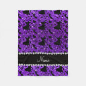 名前をカスタムするのインディゴの紫色のグリッターの社交ダンス フリースブランケット (正面)