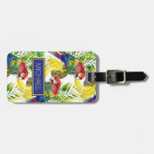 名前をカスタムするのオウムおよびトロピカル・フルーツ ラゲッジタグ (正面横)