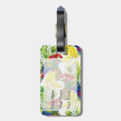 名前をカスタムするのオウムおよびトロピカル・フルーツ ラゲッジタグ (裏面縦)
