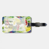 名前をカスタムするのオウムおよびトロピカル・フルーツ ラゲッジタグ (裏面横)