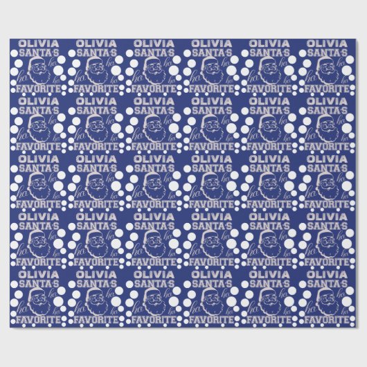 名前をカスタムするのオリビアかわいくおもしろいなサンタクロースの青 ラッピングペーパー (フラット)