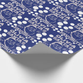 名前をカスタムするのオリビアかわいくおもしろいなサンタクロースの青 ラッピングペーパー (角)