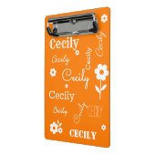 名前をカスタムするのオレンジおよび白い小型クリップボード ミニクリップボード (アングル2)