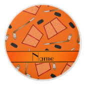 名前をカスタムするのオレンジアイスホッケー用スティックのパックの網 セラミックノブ (正面)