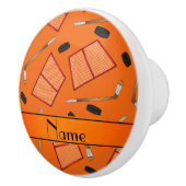 名前をカスタムするのオレンジアイスホッケー用スティックのパックの網 セラミックノブ (右)