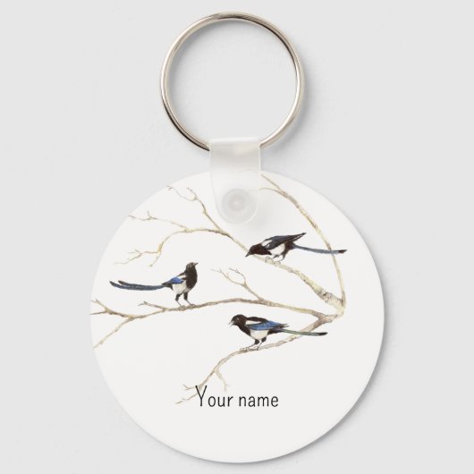 名前をカスタムするのカササギ族は全て キーホルダー (裏面)