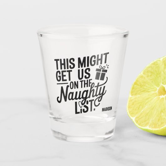 名前をカスタムするのクリスマスいけなリスト ショットグラス (正面)
