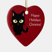 名前をカスタムするのクリスマスの子ネコのオーナメント セラミックオーナメント (右)