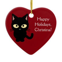 名前をカスタムするのクリスマスの子ネコのオーナメント
