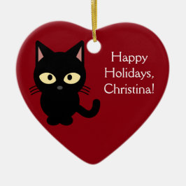 名前をカスタムするのクリスマスの子ネコのオーナメント セラミックオーナメント