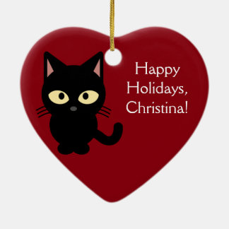 名前をカスタムするのクリスマスの子ネコのオーナメント セラミックオーナメント