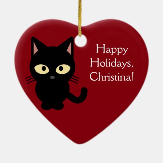 名前をカスタムするのクリスマスの子ネコのオーナメント セラミックオーナメント (裏面)