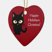 名前をカスタムするのクリスマスの子ネコのオーナメント セラミックオーナメント (左)