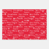 名前をカスタムするのクリスマスラッピング紙(3枚) ラッピングペーパーシート (正面)