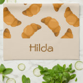 名前をカスタムするのクロワッサン模様 キッチンタオル (折り畳み)