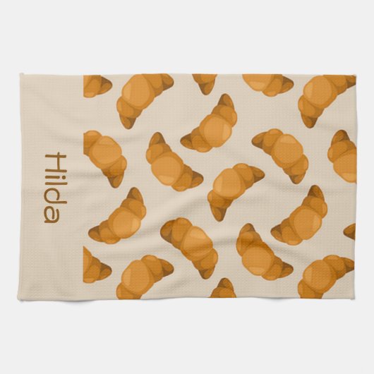名前をカスタムするのクロワッサン模様 キッチンタオル (横)