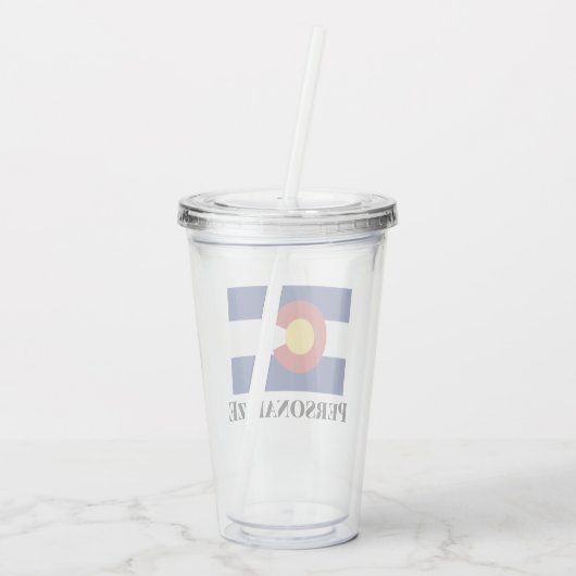 名前をカスタムするのコロラド州の旗のアクリルのタンブラーガラス アクリルタンブラー (裏面)